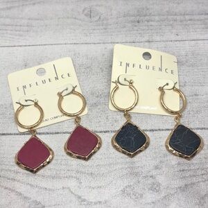 Influence brand hoop dangle drop stone inlay trendy statement earrings boho.